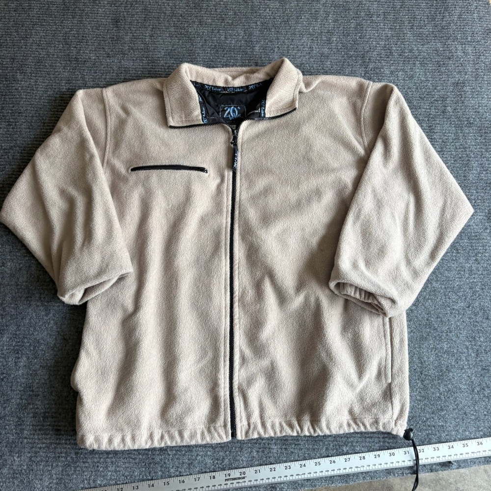 20 Degrees Below Mens XL Fleece Jacket Tan Full Zip Made in USA Outdoor Winter